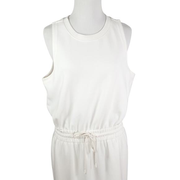 Athleta Seasoft Midi Dress White Drawstring Waist Sleeveless Drapey Size M - Picture 3 of 16